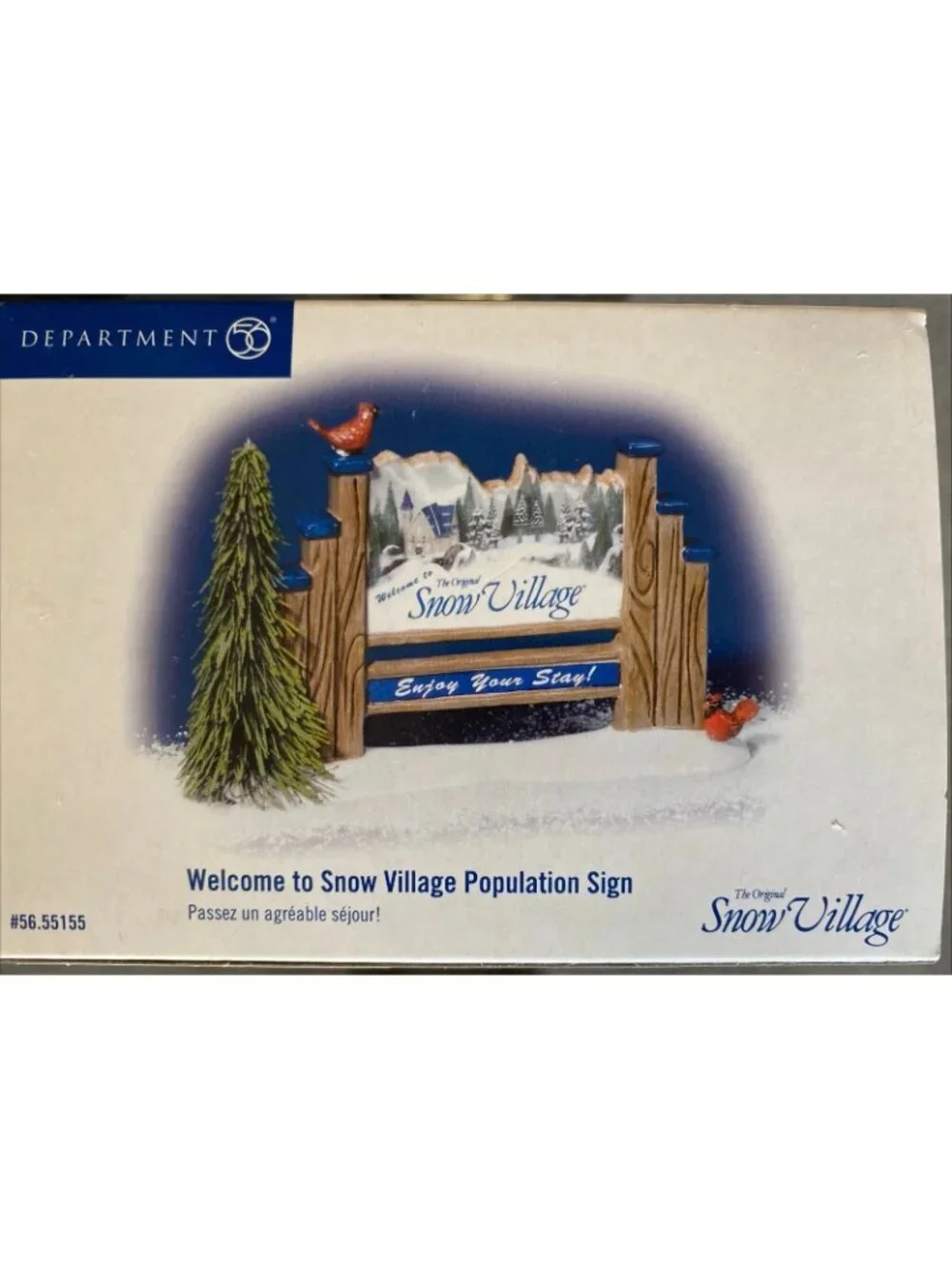 Department 56 Welcome to Snow Village Population Sign SNOW VILLAGE 55155 NIB